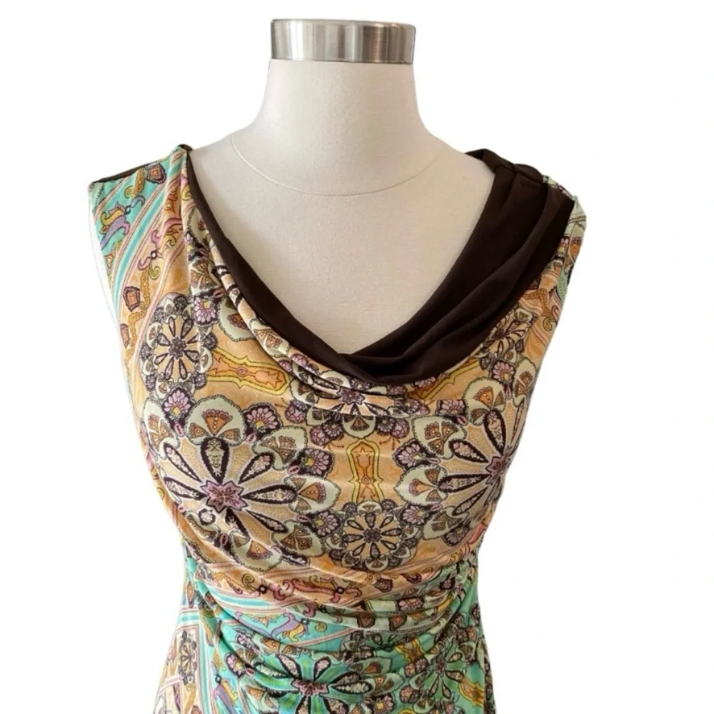 Ruched Mini Body Con Dress Paisley Print Y2K Style - Picture 2 of 11
